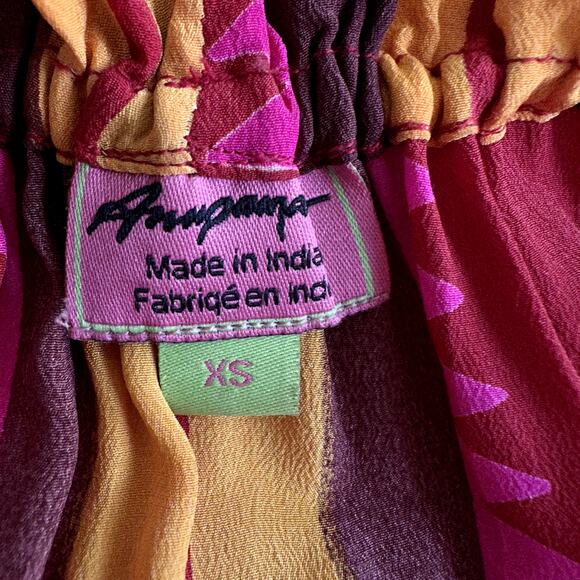 Anthropologie Anupamma Silk Maxi Dress Striped Off Shoulder Red Resortwear XS - Picture 6 of 9